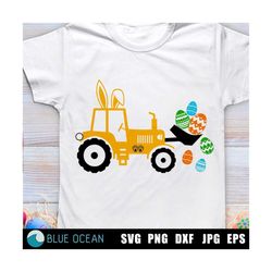 Bunny Tractor Svg, Boy Easter SVG, Easter Bunny Svg, Eggs Cavator Svg, Kids Easter SVG, Boy Easter Shirt