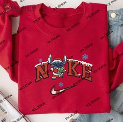Nike Stitch And Scrump Doll Embroidered Sweatshirt, Christmas Stitch Embroidered Shirt, Xmas Unisex Embroidered Hoodie