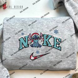Nike Stitch And Candy Cane Embroidered Sweatshirt, Christmas Stitch Embroidered Shirt, Xmas Unisex Embroidered Hoodie