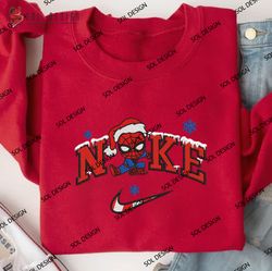Nike Chibi Santa Spiderman Embroidered Sweatshirt, Merry Christmas Embroidered Shirt, Movie Unisex Embroidered Hoodie