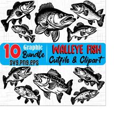 WALLEYE fishing art, fishing theme for fisherman artwork, Svg , Png, Eps instant digital downloads BUNDLES