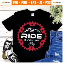 Mountain bike svg files RIDE drawing art- MTB or cycling bicycle svg graphics