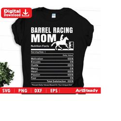 Barrel racing svg files - funny nutrition facts for MOM graphic theme horseback cowboy horse instant digital downloads