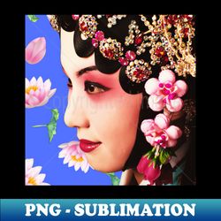 Chinese Opera Star with Lotus Flowers Deep Purple - Hong Kong Retro - PNG Transparent Sublimation Design - Vibrant and Eye-Catching Typography