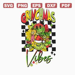 Retro Grinchmas Vibes Floral Santa Claus PNG Download