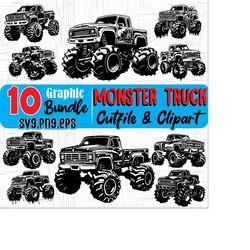 Monster truck Svg files - super cool graphic art SVG graphic Bundle instant digital downloads