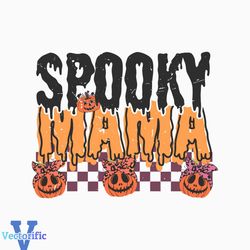 Checkered Spooky Mama Pumpkin SVG Graphic Design File