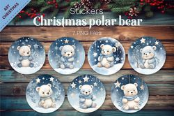 christmas polar bears. png, stickers.