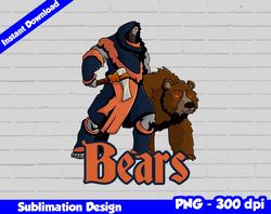 Bears Png, Football mascot warrior style, bears t-shirt design PNG for sublimation, sport mascot design