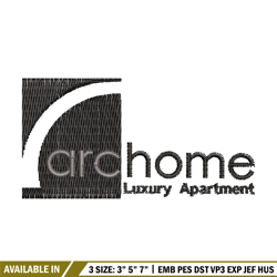Archome Luxury Apartment Logo embroidery design, logo embroidery, Embroidery file, logo design, Instant download.