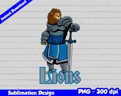 Lions Png, Football mascot warrior style, lions t-shirt design PNG for sublimation, sport mascot design