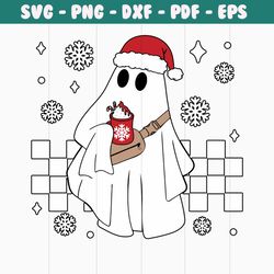 Funny Cute Ghost Christmas Santa Hats SVG File For Cricut