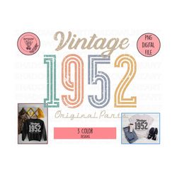 1952 Png, 70th Birthday Png, Born In 1952, B Day Gifts, Aged to Perfection Png, Retro Vintage Png, Digital Download