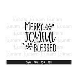 Merry Joyful Blessed SVG, Christmas SVG, Mom Christmas Design, Christmas Iron On Design, Christmas Silhouette