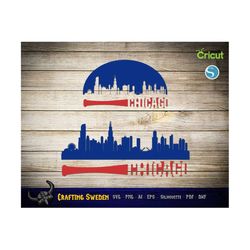 Chicago Baseball Skyline for cutting & - SVG, AI, PNG, Cricut and Silhouette Studio