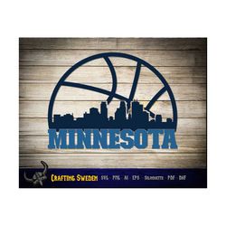 Minneapolis Minnesota Basketball City Skyline for cutting & - SVG, AI, PNG, Cricut and Silhouette Studio