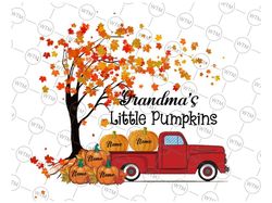 Personalized Name Grandma's Little Pumpkins Png, Thanksgiving Red Truck Png, Custom Name File For Decal Vinyl Transfer S
