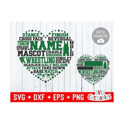 Wrestling svg - Wrestling Heart Subway Art SVG - DXF - EPS - Wrestling Cut File -Wrestling Template - Silhouette - Cricut - Digital File