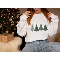 Minimalist Christmas Trees Sweatshirt for Woman.Winter Sweater Unisex.Holidays Shirt. Simple Sweatshirts for Christmas.