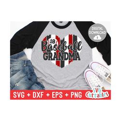 Baseball Grandma svg - Baseball Cut File - svg - dxf - eps - png - Baseball Heart Brush Strokes - Silhouette - Cricut - Digital File
