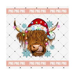 Christmas Highland Cow Png, Western Design, Western Christmas Png, Christmas Cow Png, Christmas Light Png, Western Cow Png, Digital Download