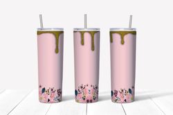 Floral Pink Drip Tumbler PNG, Tumbler wrap, Straight Design 20oz/ 30oz Skinny Tumbler PNG, Instant download