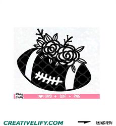 Football SVG, Football Silhouette, Floral Football PNG, Hand