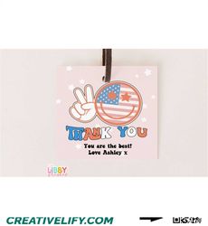 Fourth of July thank you tags, Printable tags,
