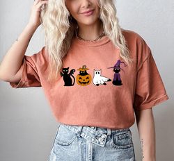 comfort colorscute black ghost cat shirt, cat pumpkin halloween shirt, black flame candle, halloween candle, witch knife