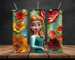 Princess Disney Tumbler Wrap, 3D Cartoon Tumbler Wrap, 20oz Skinny Tumbler Designs 23