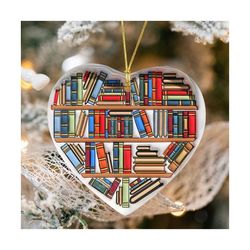 3D Christmas Book Ornament PNG, Funny Christmas Ornament 2023 PNG, Christmas Books Tree Heart Ornament Puffy File, Books Ornament File