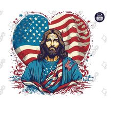 Love Jesus and America Too - Patriotic USA Shirt Design PNG File for Independence Day, July 4th - God Bless America, Celebrate Faith and Pat