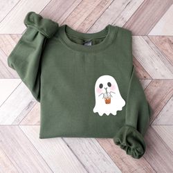Cute Spooky Coffee Sweatshirt, Ghost Ice Coffee Sweatshirt, Womens Ghost Sweatshirt, Spooky Season, Fall Coffee Lover Sh