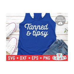 Tanned And Tipsy svg - Summer Cut File - Beach - Funny - Quote - svg - svg - dxf - eps - png - Silhouette - Cricut - Digital File