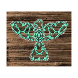 Mint Gemstone Thunderbird Png, Sublimate download, aztec, tribal, boho, country, western, eagle, hawk, falcon, fall, autumn,