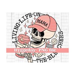 Living Life on the Bleachers PNG, Digital Download, volleyball, mama, mom, skull, skellie, sublimate, sublimation, pink,