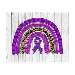 Awareness Rainbow PNG, Sublimation Download, purple ribbon, Alzheimer’s, Lupus, Epilepsy, Pancreatic cancer, ribbon, cheetah, leopard