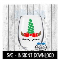 Christmas Unicorn SVG, Christmas Wine Glass SVG Files, Instant Download, Cricut Cut Files, Silhouette Cut Files, Download, Print