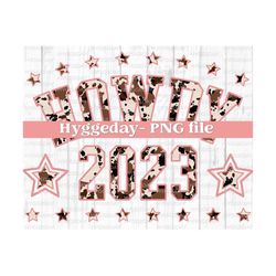 Howdy 2024 PNG, Digital Download, Sublimation, Sublimate, cow print, country, western, varsity, university, preppy, new year, cute, pink,