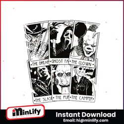 Vintage 90s Halloween Scream Characters Tarot Card SVG File