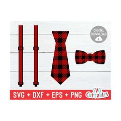 buffalo plaid tie svg - cut file - bow tie - suspenders - christmas - svg - eps - dxf - png - silhouette - cricut file - digital file