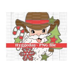 Santa PNG, Digital Download, Sublimate, Sublimation, country, western, cute, merry, christmas, tree, cowboy, candy cane, kids, boys,