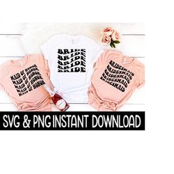 Bride Maid Of Honor, And Bridesmaid SVG, Bride PNG, Wavy Letters Bundle SvG Instant Download, Cricut Cut Files, Silhouette Cut Files, Print