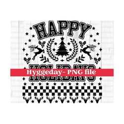 Happy Holidays PNG, Digital Download, Sublimation, Sublimate, Merry Christmas, Holiday spirit, Santa, preppy, varsity, university, one color