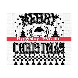 Merry Christmas PNG, Digital Download, Sublimation, Sublimate, holidays, preppy, university, varsity, checker, tree, santa, one color design