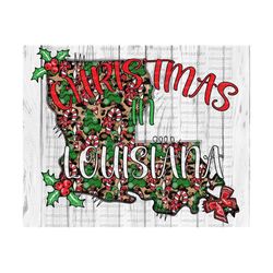 Christmas in Louisiana PNG, Sublimation Download, fleur de lis, merry, happy holidays, tree, leopard, cheetah, doodle, sublimate, santa,