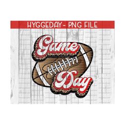 Game day PNG, Sublimation Download, team colors, game day, black, red, football, fall, autumn, cheetah, leopard,