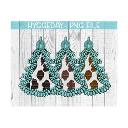 Cow Christmas Trees png, Sublimation PNG, Christmas, turquoise, gemstone, cow spots, animal print, country, western, sublimate, dtg