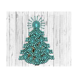 Turquoise Christmas Tree PNG, Sublimation Download, Leopard, country, western, farm, ranch, sublimate, dtg,