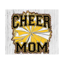 Cheer Mom PNG, Sublimation Download, team colors, game day, yellow, white, football, fall, autumn, cheetah, leopard,